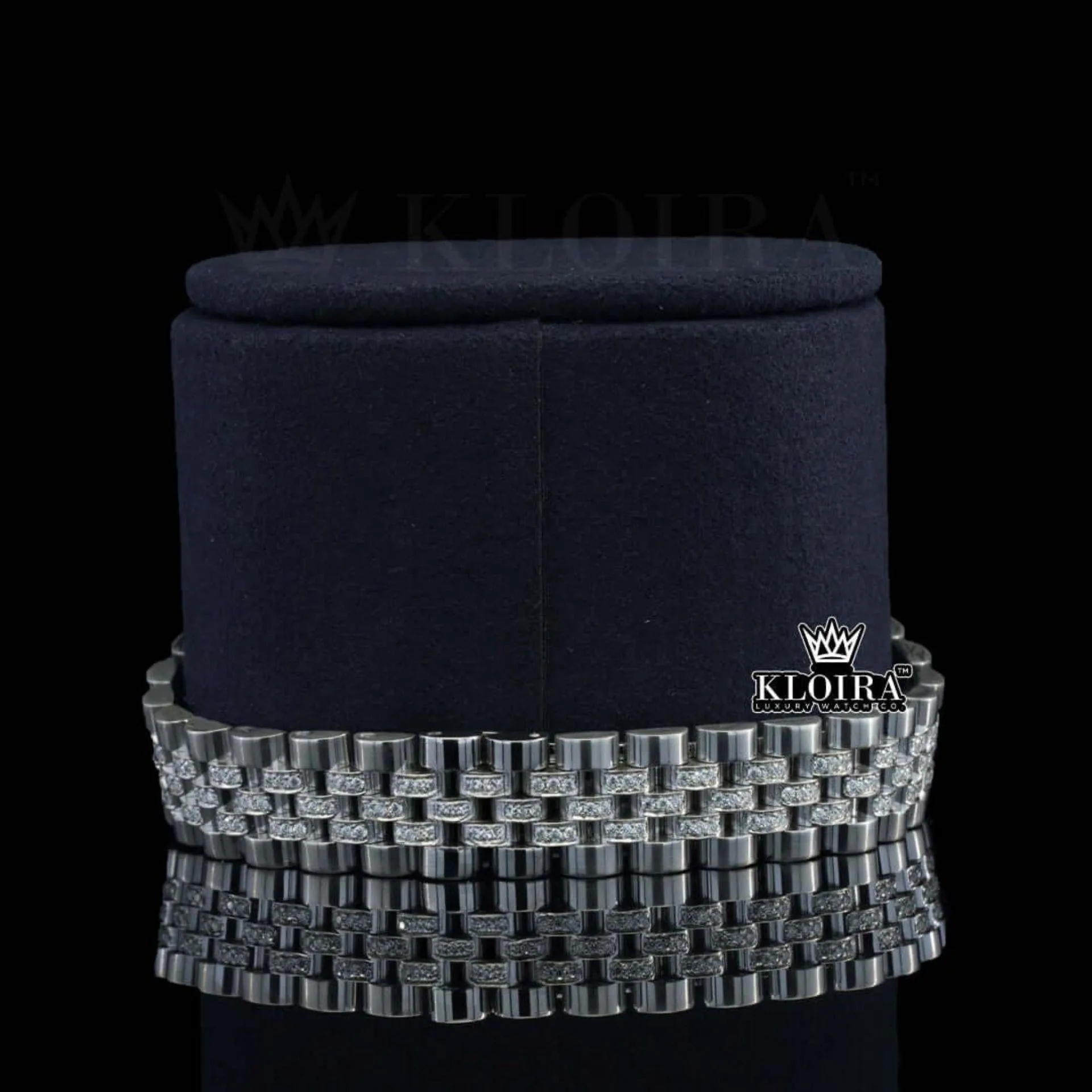 Diamond Markers Black Dial Full Iced Out Moissanite Watch Bracelet View