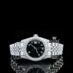 Roles Black Dial Full Iced Out Moissanite Watch