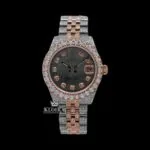 Roles Diamond Markers Black Dial Two Tone Moissanite Watch with diamond accents