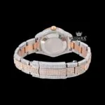 Diamond Markers Brown Dial Two Tone Iced Out Moissanite Watch Caseback View