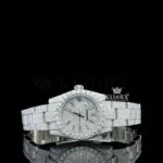 Roles Moissanite Diamond Watch with White Dial and Diamond Markers