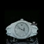 AP Royal Oak Moissanite Watch with Diamond Markers on white dial