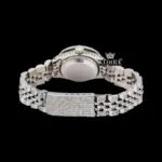 Diamond Markers White Dial Fully Iced Out Moissanite Diamond Watch Caseback View