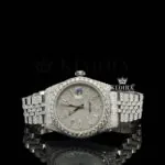 Roles Diamond Markers White Dial Fully Iced Out Moissanite Watch