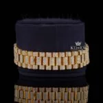 Diamond Markers White Dial Iced Out Yellow Gold Moissanite Watch Bracelet View