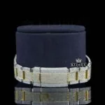 Diamond Markers Yellow Dial Two Tone Iced Out Moissanite Watch Bracelet View
