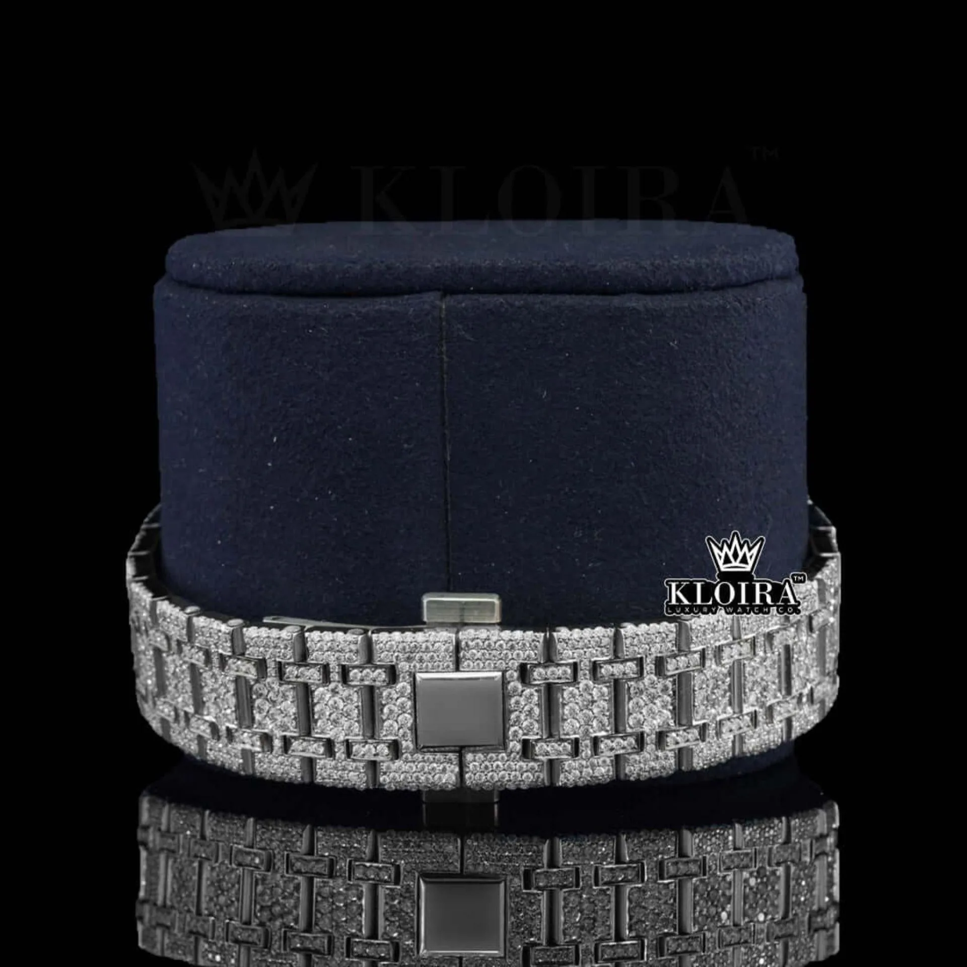 Diamond Stick Markers White Dial Fully Iced Out Moissanite Watch Bracelet View