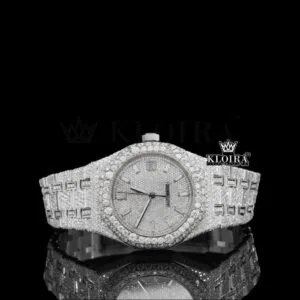 AP Royal Oak Moissanite Watch White Dial Fully Iced Out
