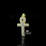 Divine Cross Pendant - Yellow Silver, 2 Carat Moissanite