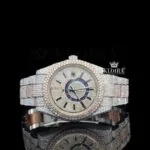 Roles Dual Time Dial Stick Markers Two Tone Moissanite Watch