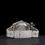Dual Time White Dial Stick Markers Fully Iced Out Moissanite Watch Caseback View