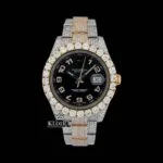 Roles Dual-Tone Moissanite Diamond Watch with Black Dial