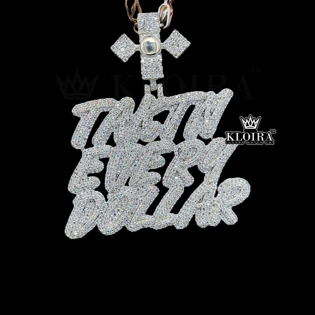Every Dollar Hustle Pendant in silver with moissanite stones