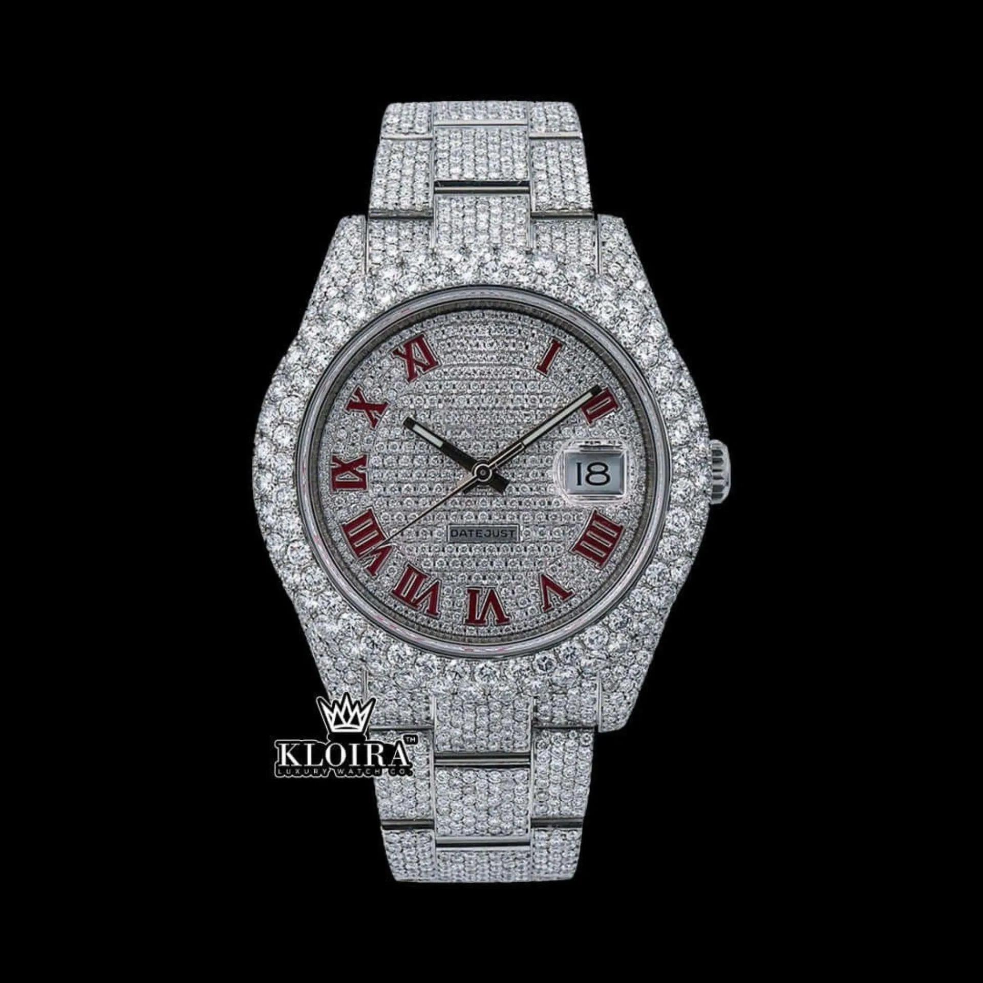 Roles Full Bust Down Moissanite Diamond Watch with White Dial and Gold Plating