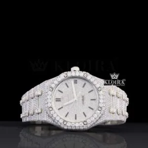 AP Fully Bust Down Moissanite Watch with Black Stick Markers