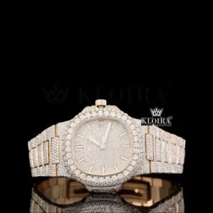 Patik Philippe Fully Bust Down Moissanite Watch with Rose Gold Dial