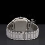 Fully Bust Down White Dial Diamond Markers Moissanite Diamond Watch Caseback View