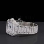 Fully Bust Down White Dial Diamond Markers Moissanite Diamond Watch Left Profile View