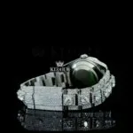 Fully Bust Down White Dial Stick Markers Moissanite Diamond Watch Right Side Bracelet View