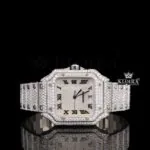 Cartior Fully Iced Moissanite Diamond Watch - White Dial