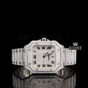 Cartior Fully Iced Moissanite Diamond Watch - White Dial