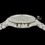 Fully Iced Out Black Dial Chronograph Moissanite Diamond Watch Crown View
