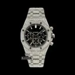 AP Royal Oak Moissanite Diamond Watch with Black Dial