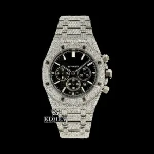 AP Royal Oak Moissanite Diamond Watch with Black Dial