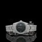 Rolen Fully Iced Out Moissanite Watch with Black Dial