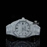 AP Fully Iced Out Moissanite Watch with Black Stick Markers