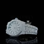 Fully Iced Out Date Display Dial Moissanite Diamond Close Up Front View