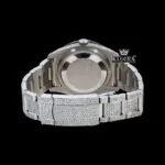 Fully Iced Out Date Display Red Roman Numeral Moissanite Diamond Watch Caseback View
