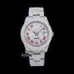 Roles Fully Iced Out Date Display Moissanite Diamond Watch with Roman Numerals