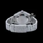 Fully Iced Out Diamond markers Blue Dial Moissanite Watch Caseback View