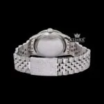 Fully Iced Out Diamond Markers Green Dial Moissanite Diamond Watch Caseback View