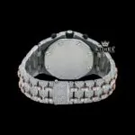Fully Iced Out Dual Tone Moissanite Chronograph Diamond Watch Caseback View