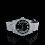 Roles Fully Iced Out Green Dial Moissanite Diamond Watch