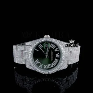 Roles Fully Iced Out Green Dial Moissanite Diamond Watch