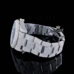 Fully Iced Out Green Dial Roman Numerals Moissanite Watch Left Side View