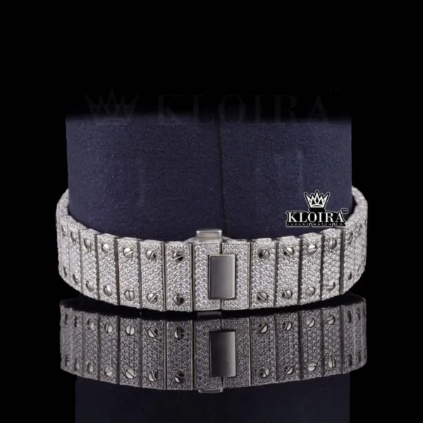 Fully Iced Out Rainbow Roman Numerals Moissanite Diamond Watch Bracelet View