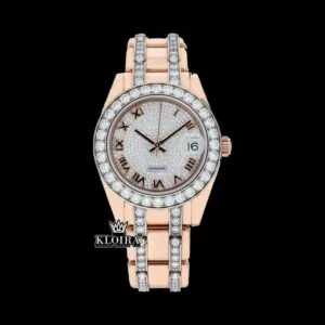 Roles Fully Iced Out Roman Dial Moissanite Watch