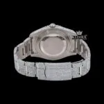 Fully Iced Out Roman Numerals Date Dial Moissanite Diamond Watch Caseback View