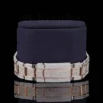 Fully Iced Out Rose Gold Dial Diamond Markers Two Tone Moissanite Watch Bracelet View
