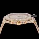 Fully Iced Out Rose Gold Stick Markers Moissanite Diamond Watch Crown View