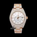 Roles Fully Iced Out Moissanite Diamond Watch in Rose Gold