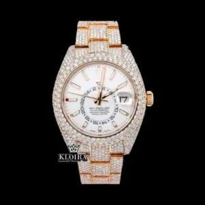 Roles Fully Iced Out Moissanite Diamond Watch in Rose Gold