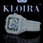 Fully Iced Out Skeleton Dial White Gold Moissanite Diamond Watch Right Strap View