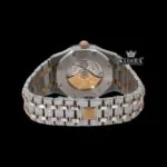 Fully Iced Out Two Tone Rose Gold Moissanite Diamond Baguette Watch Caseback View