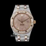 AP Fully Iced Out Two Tone Rose Gold Moissanite Baguette Watch