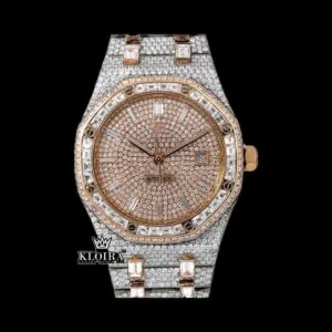 AP Fully Iced Out Two Tone Rose Gold Moissanite Baguette Watch